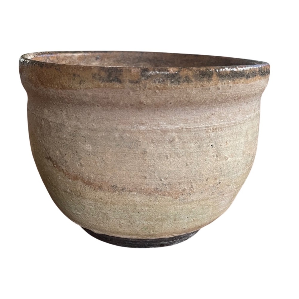 Vintage Studio Pottery Bowl Hand Thrown Ceramic Cachepot Green Crackle Glaze‎